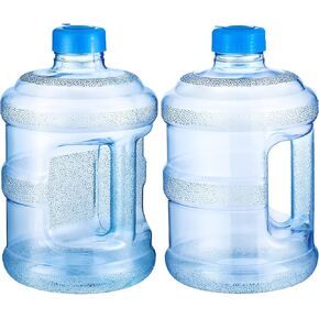 Bokon 2 Pieces Water Jugs Round Plastic Water Bottle Portable Water Jug with Handle Leakproof Screw Cap Reusable Large Capacity Water Bottle for Camping Outdoor Travel Gym Use