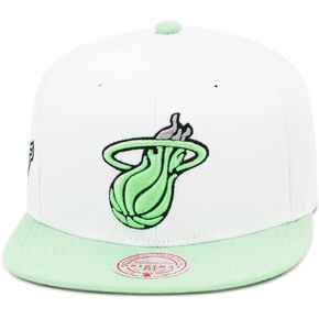 Mitchell & Ness Miami Heat NBA Pure Platinum Mint Snapback Hat Adjustable Cap - White/Mint Green