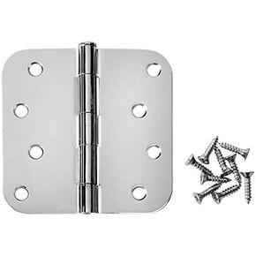 Cosmas Polished Chrome Door Hinge 4" Inch x 4" Inch with 5/8" Inch Radius Corners - 12 Pack