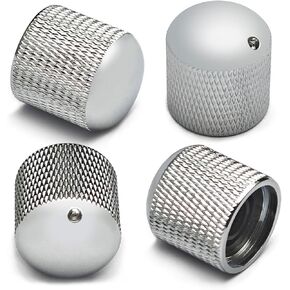 MAXCHEER 4PCS Metal Guitar Knobs Volume Tone Control Knobs, 6mm Dome Knobs with Indicator for Fender Telecaster Gibson Les Paul Electric Guitar Bass (4, Silver)