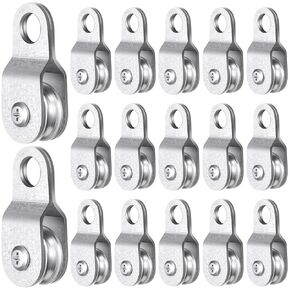 20 Pcs Small Single Pulley Block Wheel Bearing Inside Single Snatch Cable Pulley Block Galvanized Hanging Rope Pulley for 6mm / 0.23 Inch Wire Rope, Load Capacity 70 Lbs