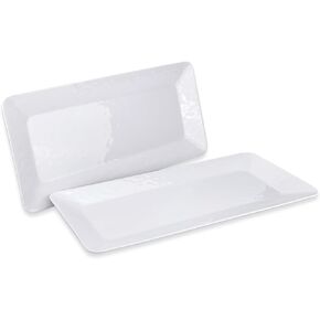Yalin Oval Large Serving Platter, 16 Inch Melamine Serving Tray, Great for Restaurant, Steak, Salad and Everyday, Set of 2 White Dinner Plates