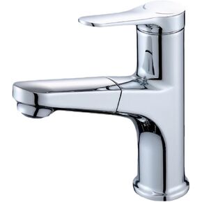 Bathroom Faucets with Pull Down Sprayer Single Handle Pull Out Bathroom Faucet Chrome Bathroom Sink Faucet Stainless Steel Bathroom Faucets Suitable for Hot and Cold Water
