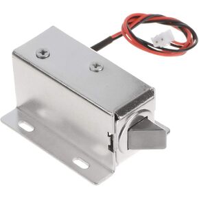YXQ DC 12V Solenoid Door Lock Open Frame Type Electric Electromagnetic w Mount Board Cabinet Drawer,0.6Amp 8W 10mm Stroke
