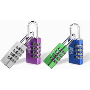 DUN 4 Pack Combination Locks Mixed Color 4 Digit Combination Lock Outdoor Locker Lock (Square Edge)