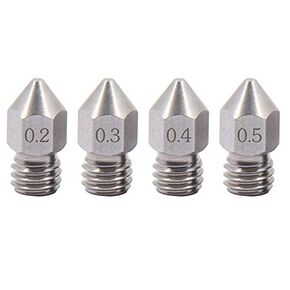 4pcs Sharp MK8 Stainless Steel Nozzle 0.2-0.5mm for Creality CR10 Ender 3 V2 Pro Ender 5, CraftBot, Prusa i3, Anycubic 3D Printer (1x0.2+1x0.3+1x0.4+1x0.5)