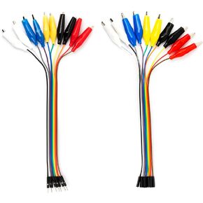 Breadboard Alligator Clip to Dupont Wire 10 Pins Male and Female Header Test Leads for Multimeters, Power Supply, LED Strips, Arduino Lilypad and Raspberry Pi