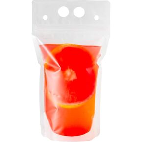 Restaurantware Bag Tek 5.1 X 1.6 Inch Drink Pouches 100 Double Zipper Juice Pouches - Hand-Held Straw Storage Translucent Plastic Drink Bags Heavy Duty Tamper-Evident