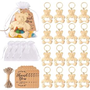 Bottle Openers Baby Shower Return Favors for Guests Cute Bottle Opener Decorations and Souvenirs with Organza Bags Tags for Theme Party Favors(Retro Style,152 pieces) (Teddy bear)