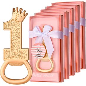 24 boxes of 1-year-old birthday party favors, guest gifts 1 Bottle opener, 1-year anniversary decorations, souvenirs, girls' gifts (pink)