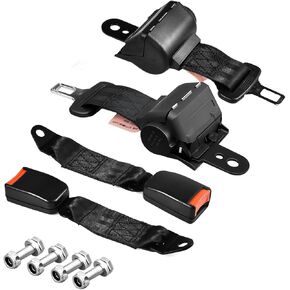 Golf Cart Seat Belts, 2 Pack Retractable Universal Golf Cart Seat Belt Kit Compatible with EZGO TXT RXV, Yamaha, Club Car DS Precedent Yamaha UTV & Most Golf Cart (Style 3)