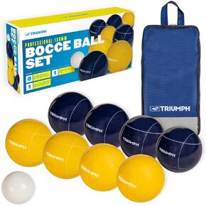 Triumph Sports USA Premium 100mm Resin Bocce Ball Set - تشمل 8 كرات Bocce ، مقبس واحد بحجم 50 مم وحمل.