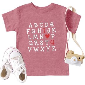 Valentine's Day Shirts Toddler Boys Girls Valentine Heart Graphic T-Shirt Casual Short Sleeve Tee Tops