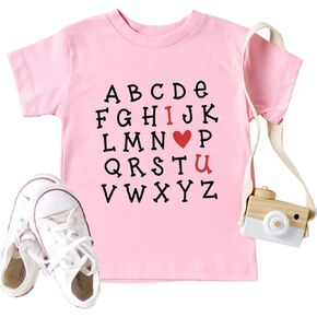 Valentine's Day Shirts Toddler Boys Girls Valentine Heart Graphic T-Shirt Casual Short Sleeve Tee Tops
