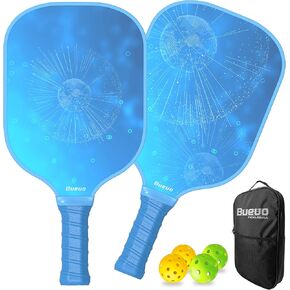 مجموعة Pickleball Paddles من 2 ، مجداف المخلل المصنوع من الألياف الزجاجية و polypropylene العسل - تشمل مجاذيف ، 4 كرات ، وحقيبة المخلل