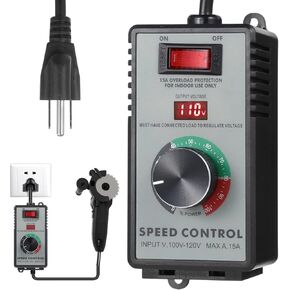 AC Motor Speed Controller, 100V to 120V 15A 4000W Variable Speed Controller, Electric Fan Speed Adjuster, Voltage Regulator with Overload Protection & LED Display Screen for Electric Drill Grinder
