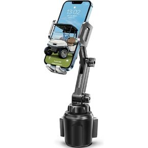TOPGO Golf Car Phone Holder, [No Shaking & Stable & Adjustable Pole] Universal Cup Holder Phone Mount for EZGO/Club Car/Yamaha - Grey