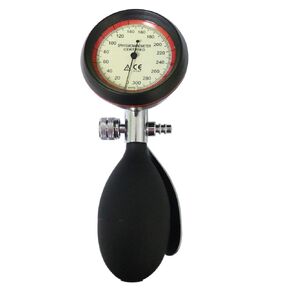 Hand-held Aneroid Sphygmomanometer with Pressure Inflation Bulb. Guage Range: 0-300mmHg