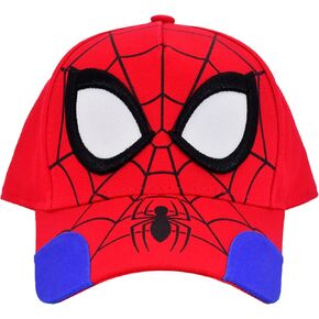 Marvel Spider-Man Dad Hat, Adult Cotton Baseball Cap with Curved Brim and 3D Eyes, Red, One Size