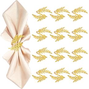 12PCS Napkin Rings, Gold Napkin Rings for Table Setting Gold Leaf Napkin Rings for Dining, Anniversary, Birthday, Holiday, Party, Wedding Table Decoration, Metal Leaf Napkin Holder Rings in Saudi Arabia