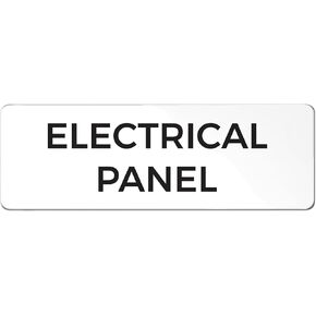 Electrical Panel Sign, Durable ABS Plastic with Full Adhesive Backing, Sign for Door or Wall, 2x6" (White)