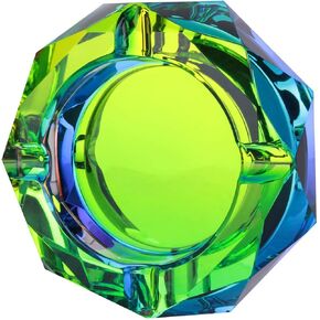 Crystal Ashtray Modern Living Room Ash Tray Holder Cigarettes Decor Tray Colorful Pattern for Home Office Tabletop Decoration,Gift Ashtray