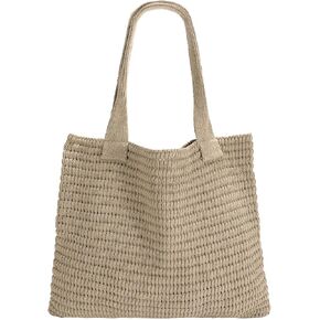 SUOSDEY Crochet Mesh Beach Tote Bag, Knit Summer Vacation Aesthetic Boho Tote Bag for Women