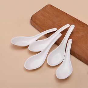 Eco Friendly Disposable Soup Spoons, Sugarcane Fiber Spoon, Healthy and Sturdy, 5.5" Asian Soup Spoons, for Take-out Ramen Pho Noodles(50PCS)