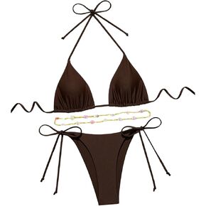 SHENHE Women's 2 Piece Sexy Bikini Sets Halter Tie Side Triangle Swimsuits