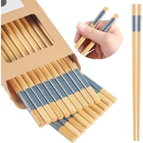 10Pairs Bamboo Chopsticks Reusable | Dishwasher Safe | Non slip | Chinese -（9.45in）