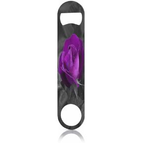 A Purple Rose Stainless Steel Bottle Opener Flower in Garden Summer Nature Plant Closeup Beautiful Petal Flat Beer Bottle Opener Keychain for Home Kitchen Bar Restaurant Party Birthday Gift