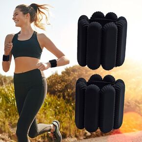 Black Wrist Ankle Weights for Women Men, 2pcs Adjustable Silicone Arm Weights Bracelet for Running Pilates, Walking, Yoga, Workout, Gym（1LB Each）