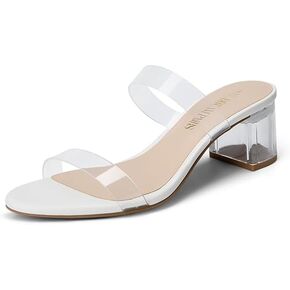 DREAM PAIRS Women's Two Strap Open Toe Low Block Chunky Heels Sandals Dress Pumps Shoes