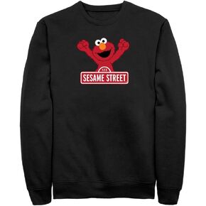 Sesame Street Elmo Varsity Sign Mens Pullover Crew Fleece