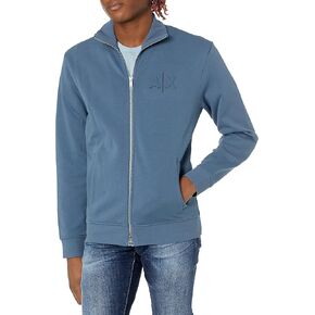 Armani Exchange Men's Tonal Logo Mock Collar Zip-up Sweatshirt