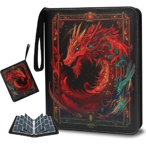 Othran Trading Card Binder 900 Pockets, Red, Large, Modern Style with 50 Removable Sleeves and Zipper for Boys and Girls