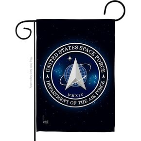 Breeze Decor Space Force Garden Flag - Armed Forces USSF United State Air American Military Delta Official - House Decoration Banner Small Yard Gift Double-Sided Made in USA 13 X 18.5