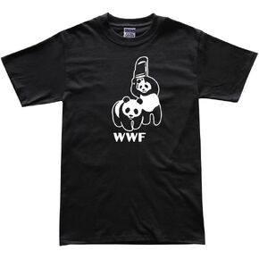 DIRTYRAGZ Men's WWF Funny Panda Bear MMA Wrestling T Shirt Black