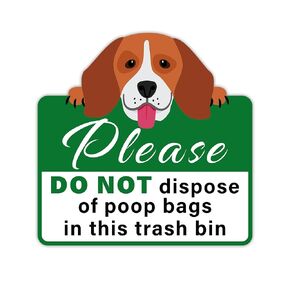Please Do Not Dispose Poop Bags in Trash Bin Stickers, Self-Adhesive Weatherproof Do not Throw Dog Poop Bag in This Trash Can Sign, Trash Can Stickers for Home, House, Yard, Restaurant（7.9" x 7.9"）