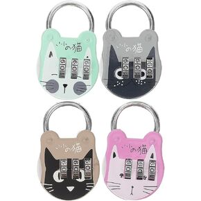 Mikikit 4pcs Number Locks Locker Locks with Code Cat Lock Luggage Locks Home Accessory Ice Mini Combination Lock Multi-Function Locker Lock Small Padlock Stainless Steel Household Student