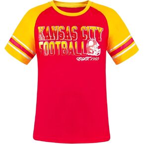 Mens Football Fans Athletic City Raglan T-Shirts - Yellow & Red
