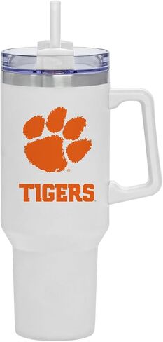 Desert Cactus Clemson University Tigers Large Insulated Stainless Steel with Handle Lid and Straw Reusable Double Walled Cup Hot and Cold Drinkware Laser Etched (40oz Rally Tumbler) in Saudi Arabia