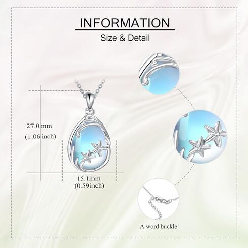 JERWLI الفضة الاسترليني قلادة حجر القمر الضفدع/الطائر الطنان/حورية البحر/الثعلب/الفطر/الشوك الاسكتلندي حجر القمر قلادة مجوهرات للفتيات هدايا عيد الأم in Kuwait
