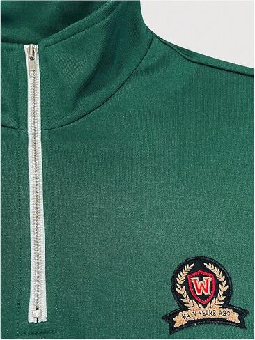 Men's Embroidery Quarter Zip Sweatshirts Preppy Long Sleeve Mock Neck Drop Shoulder Pullovers Tops in Saudi Arabia