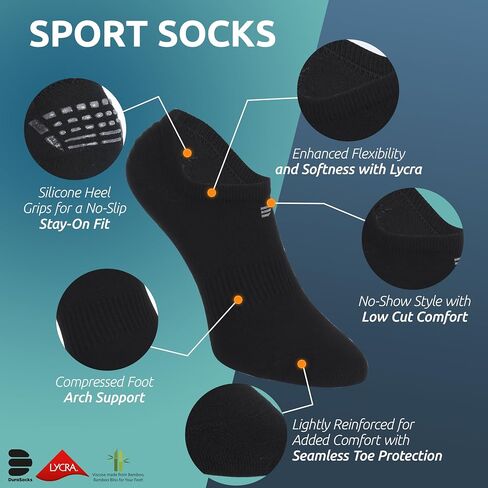 4 أزواج من جوارب DuraSocks بدون عرض من قطن الخيزران للنساء والرجال بدون خياطة وخالية من الروائح in Saudi Arabia