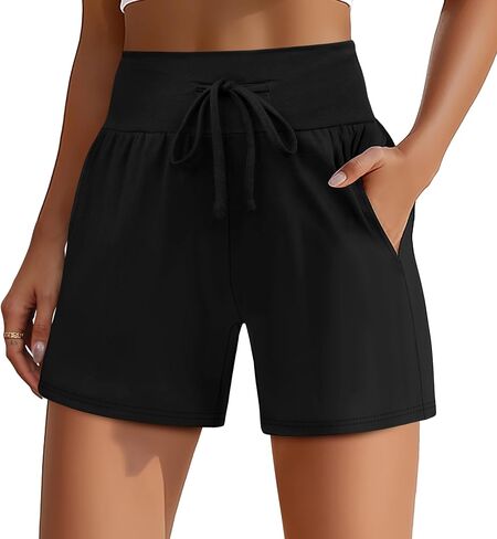 Neer 3 Pack Women's Sweat Shorts Cotton Drawstring High Waisted Summer Casual Workout Lounge Shorts with Pockets in Saudi Arabia