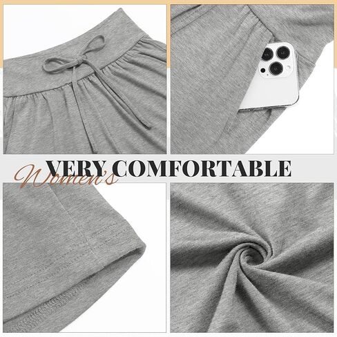 Neer 3 Pack Women's Sweat Shorts Cotton Drawstring High Waisted Summer Casual Workout Lounge Shorts with Pockets in Kuwait