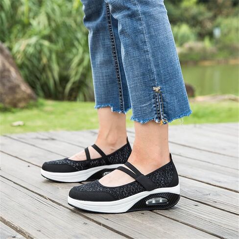 Touchmosees Women's Nursing Shoes Air Cushion Nurse Shoes Orthopedic Diabetic Wedge Sneaker Toning Rocker Walking Shoes Platform Wedge Sneaker Toning Rocker Walking Shoes in Kuwait