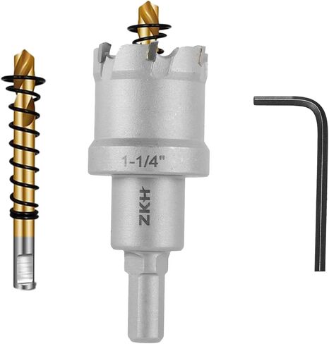 ZKH 2-1/2 Inch Carbide Hole Saw Drill Bit for Hard Metal, Tungsten Carbide Tipped Hole Saw Cutter with 2Pcs Titanium-Plated Pilot Drill bit, Great for Metal, Stainless Steel, Iron, Aluminium, Alloys in Saudi Arabia