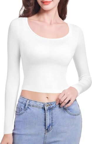 Long Sleeve Crop Tops for Women Casual Slim Fitted Shirts Fashion Lightweight Basic Yoga Clothes in Saudi Arabia